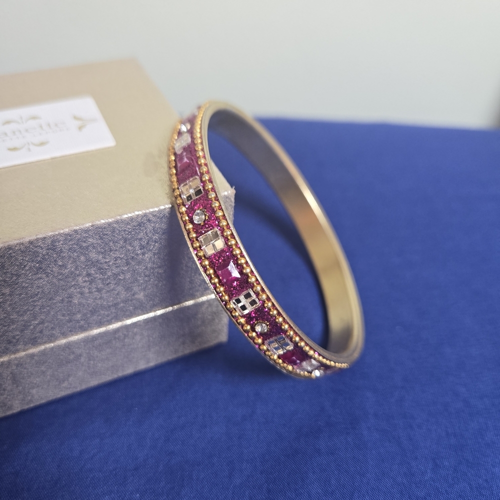 Elegant Gold and Purple Bangle Bracelet